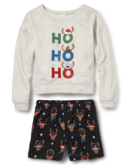 Tween Girls Ho Ho Ho French Terry And Flannel Pajamas