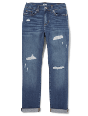Tween Girls Distressed High Rise Girlfriend Jeans