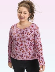 Tween Girls Butterfly Ruched Top