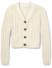 Tween Girls Tuck Stitch Cropped Cardigan