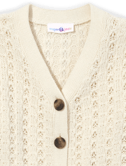 Tween Girls Tuck Stitch Cropped Cardigan