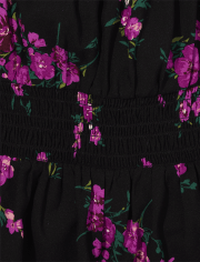 Tween Girls Floral Smocked  Peplum Top