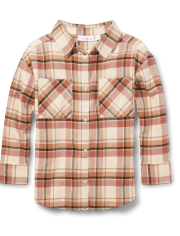Tween Girls Plaid Twill Oversized Button Up Shirt