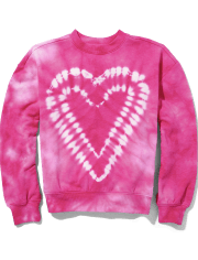 Tween Girls Heart Tie Dye Sweatshirt