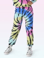 Tween Girls Tie Dye Fleece Jogger Pants
