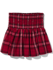 Tween Girls Plaid Smocked Skirt