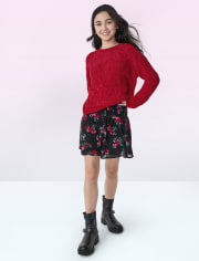 Tween Girls Floral Smocked Skirt