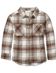 Tween Girls Plaid Oversized Button Up Shirt