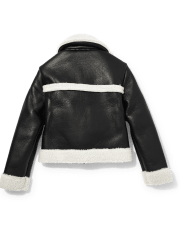 Tween Girls Faux Leather Bomber Jacket