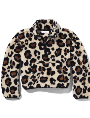 Tween Girls Print Sherpa Oversized Half-Zip Pullover