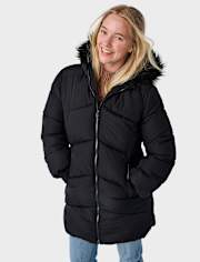 Tween Girls Quilted Long Puffer Coat