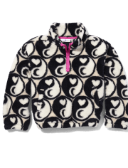 Tween Girls Print Sherpa Oversized Half-Zip Pullover