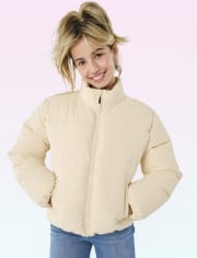 Tween Girls Corduroy Cropped Puffer Jacket