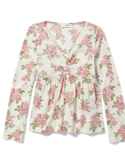 Tween Girls Floral Waffle Peplum Top