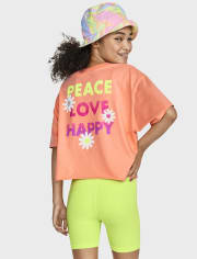 Tween Girls Oversized Cropped Graphic Tee