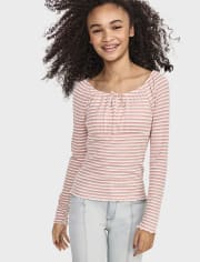 Tween Girls Stripe Ribbed Top