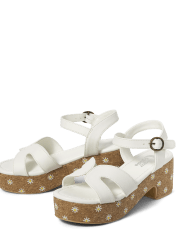 Tween Girls Daisy Faux Cork Platform Sandals