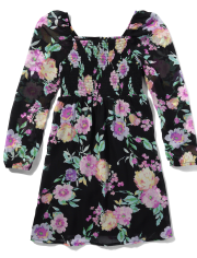 Tween Girls Floral Smocked Dress
