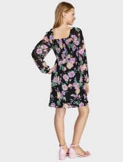 Tween Girls Floral Smocked Dress
