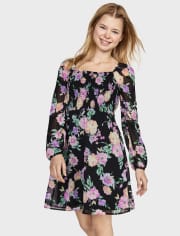 Tween Girls Floral Smocked Dress