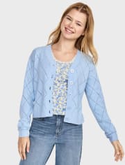 Tween Girls Pointelle Cardigan