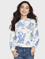 Tween Girls Floral Sweater