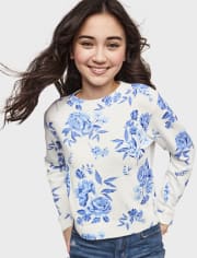 Tween Girls Floral Sweater