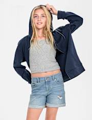 Tween Girls Denim Midi Shorts - Plus