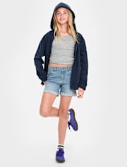 Tween Girls Denim Midi Shorts - Plus