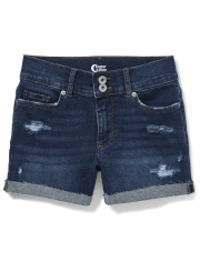 Tween Girls Wide Waistband Denim Shortie Shorts