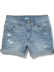 Tween Girls Wide Waistband Denim Shortie Shorts
