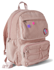 Tween Girls Shimmer Heart Corduroy Cargo Backpack