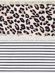 Tween Girls Leopard Stripe Lace Trim Bikini Underwear 5-Pack