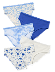 Tween Niña Mix Imprimir Bikini con ribetes de encaje Ropa interior 5-Pack