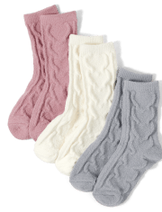 Tween Girls Heart Cable Socks 3-Pack