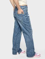 Tween Girls Side Vent Relaxed Straight Jeans