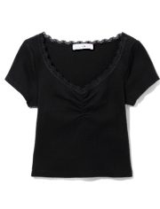 Tween Girls Ribbed Cinch Cropped Top