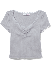 Tween Girls Ribbed Cinch Cropped Top