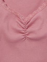 Tween Girls Ribbed Cinch Cropped Top