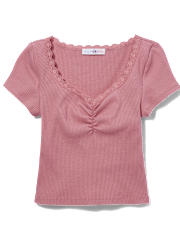 Tween Girls Ribbed Cinch Cropped Top