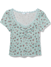 Top con cincha de canalé para niñas Tween