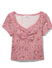 Tween Girls Ribbed Cinch Cropped Top