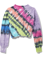 Tween Girls Tie Dye Cropped Sweatshirt