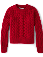 Tween Girls Shimmer Cable Knit Sweater