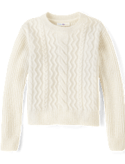 Tween Girls Shimmer Cable Knit Sweater