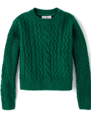 Tween Girls Shimmer Cable Knit Sweater