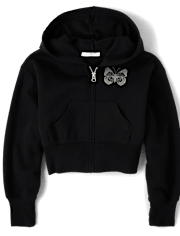 Tween Girls Fleece Cropped Zip Up Hoodie
