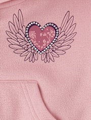 Tween Girls Heart Fleece Cropped Zip Up Hoodie