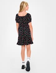 Tween Girls Floral Smocked Tiered Dress