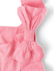 Tween Girls Clip Dot Bow Shoulder Dress